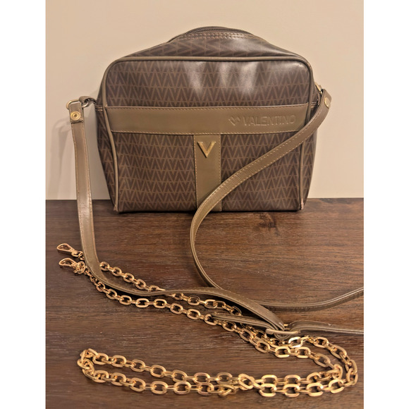 Vintage Mario Valentino Crossbody Bag Womens Monogram Leather Made Italy Purse 8 - Picture 1 of 7